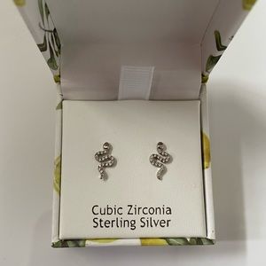 NWOT Nanette Sterling Silver and Cubic Zirconia Snake Earrings